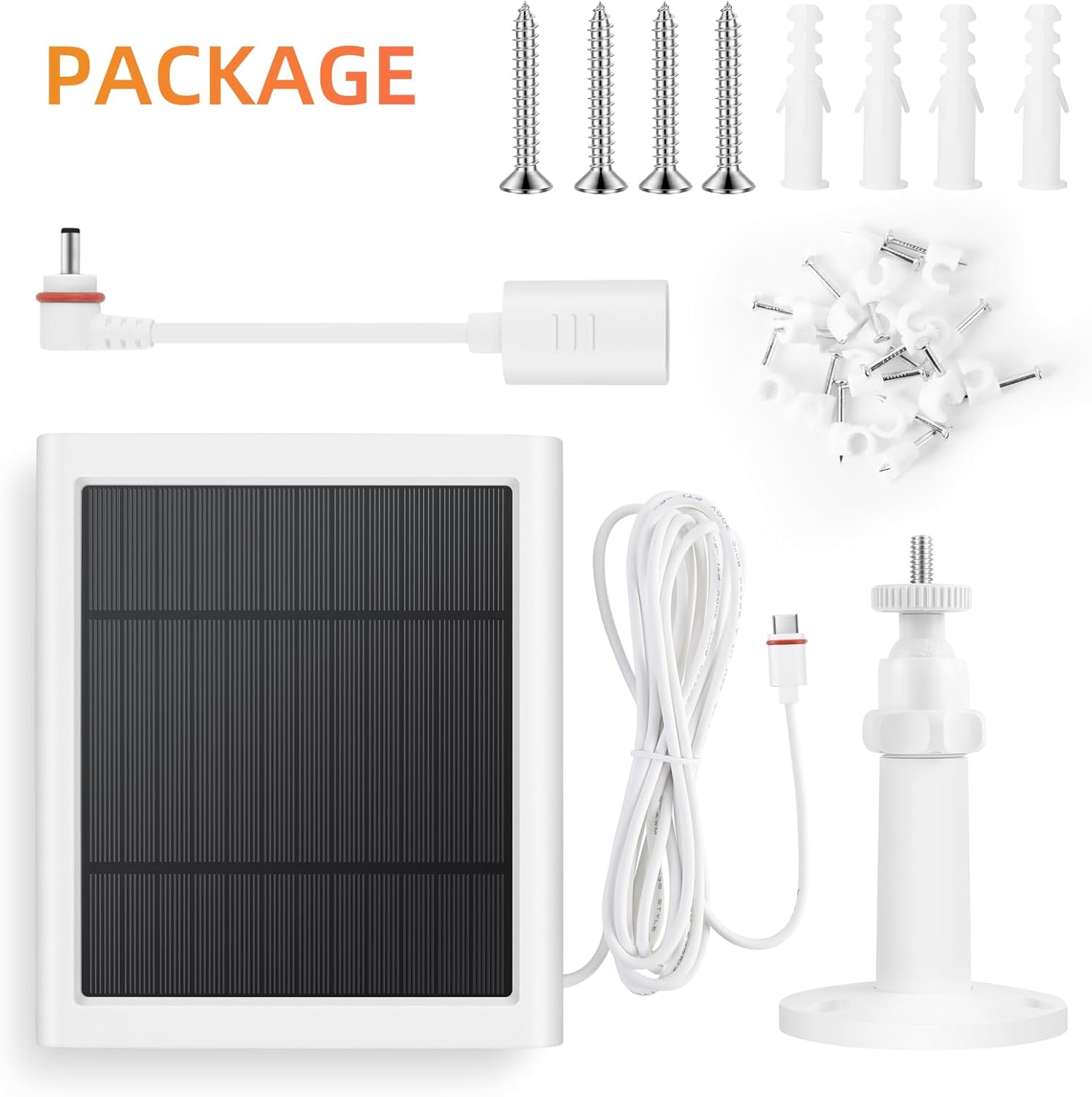 Solar Panel for Ring Camera, 4W Solar Charger Compatible with Rings Spotlight &Stick Up Outdoor Cam Battery, 10ft Long Cable with USB-C to Ring Barrel Plug Adapter