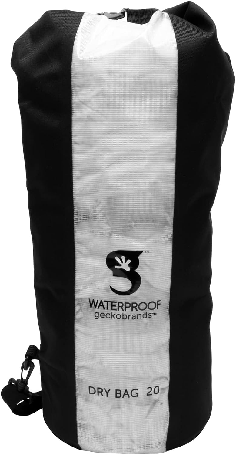 geckobrands Durable View Dry Bag – Waterproof Roll Top Dry Bag with Translucent Front Panel for Easy Identification