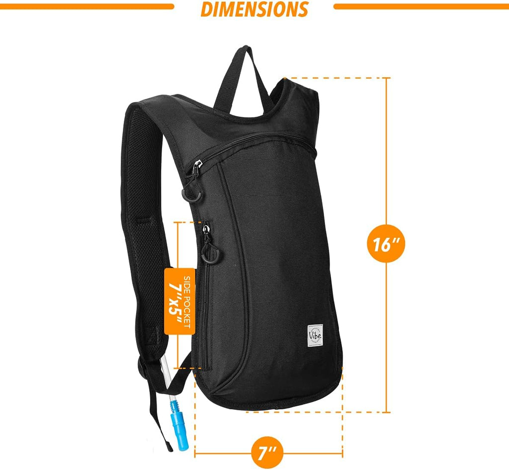 Vibe Festival Gear Rave Hydration Pack Backpack with 2L Water Bladder for Women Men – Festival Hydropack, Hydro Pack, Leak Proof, Lightweight – Teens, Party, Hiking, Running, Outdoor Sports