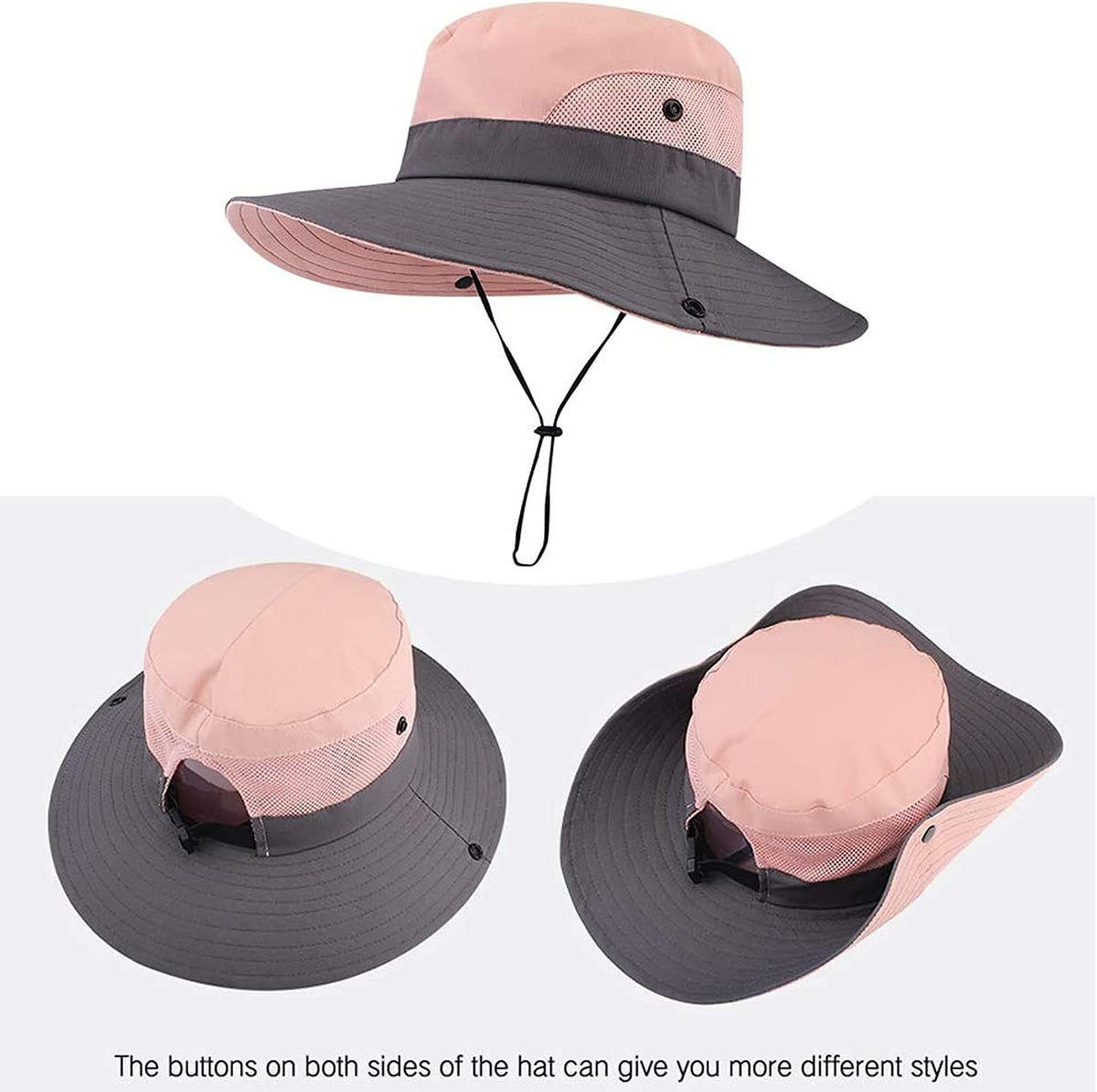 ZOORON Women's Ponytail Safari Sun Hat,Wide Brim UV Protection Bucket Hat