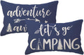Adventure Camper Decorative Lumbar Pillowcase Double-Sided Let’s Go Camping/Adventure Awaits Throw Pillow Covers Cabin/Camper Cushion Covers 12x20,2Pack for Sofa/Couch/Porch (Blue)