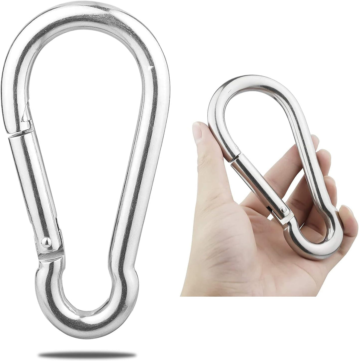 Large Stainless Steel Snap Hook Carabiner, Heavy Duty Outdoor