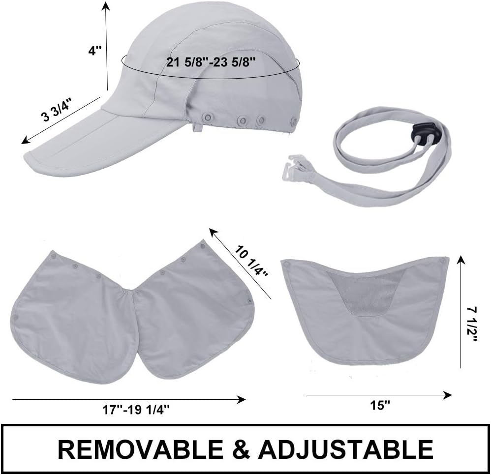 CRISTGEE Foldable Sun Cap, Fishing Hats, UPF 50+ Protection Caps with Face Mask Neck Flap