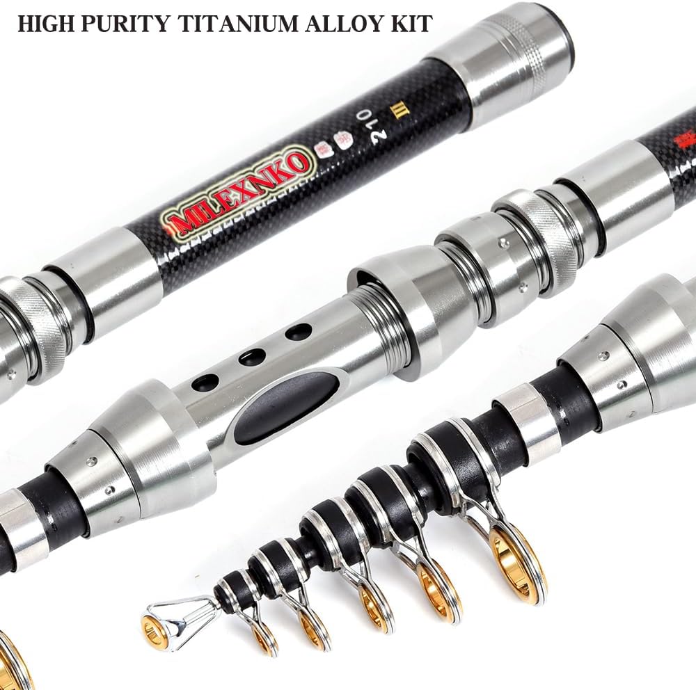 Telescopic Fishing Rod and Reel Combination, 240 Cm Carbon Fiber Rod, Adult Foldable Fishing Rod Suitable for Freshwater and Salt Water