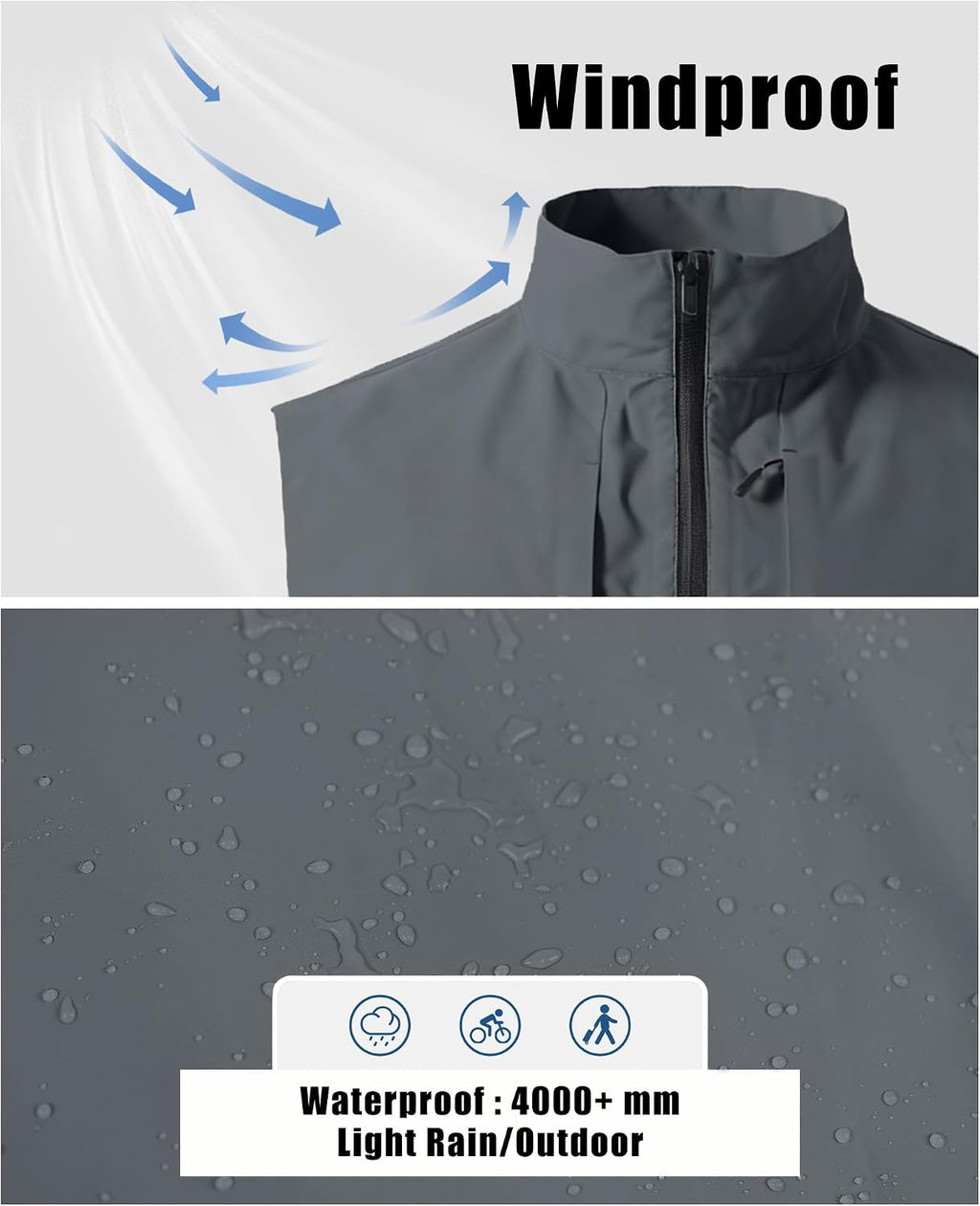 Susclude Men's Quick Dry Lightweight Softshell Vest Windproof Sleeveless Jacket for Fishing Work Golf Hiking Casual Travel