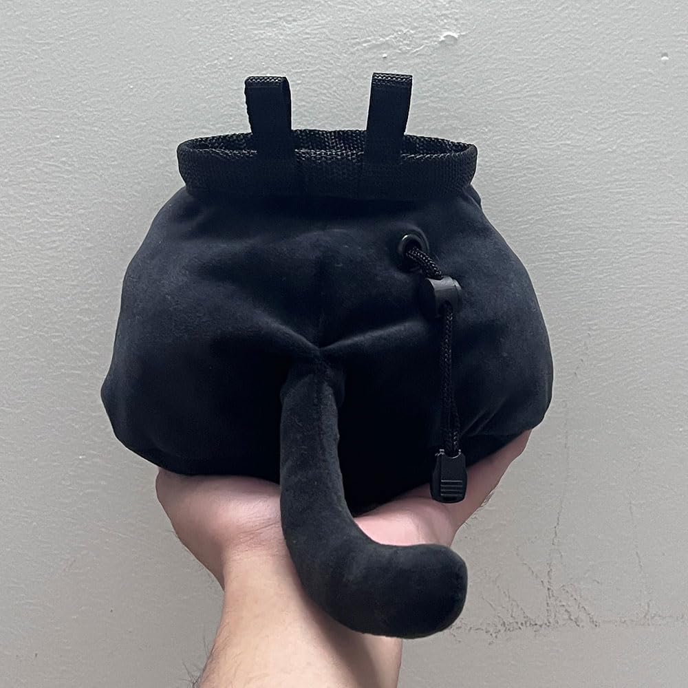 Black Cat Chalk Bag Rock Climbing Chalk Bag Suitable Bouldering Gym Indoor & Outdoor Climbing with Adjustable Belt