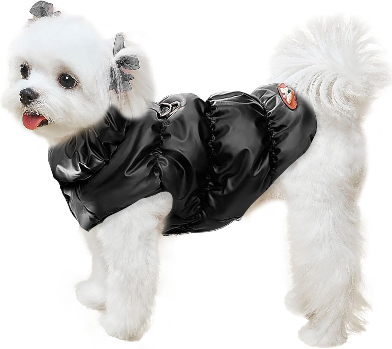 ABRRLO Winter Warm Dog Jacket for Small Medium Dogs Cat Cold Weather Coats with Harness Paded Dogs Fleece Vest Waterproof Windproof Dog Snow Jacket Pet Puppy Clothes (Black,L)