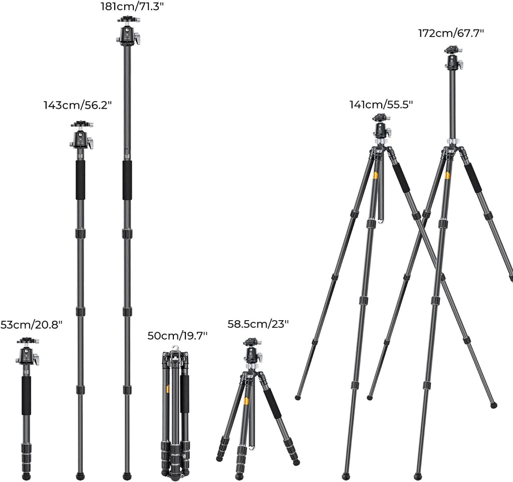 K&F Concept X-Series 68" Carbon Fiber Camera Tripod