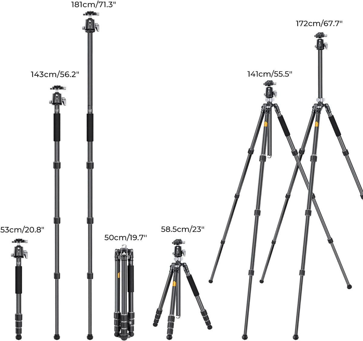 K&F Concept X-Series 68" Carbon Fiber Camera Tripod