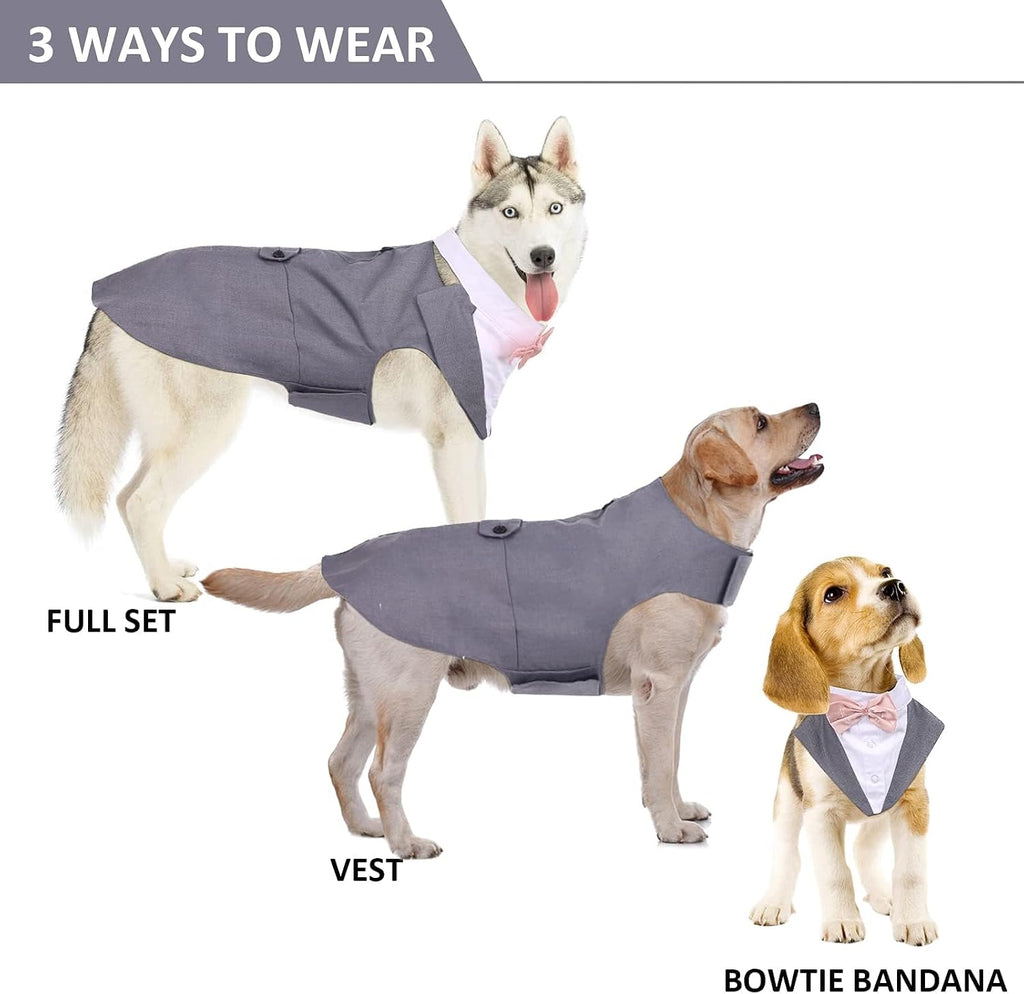 Dog Tuxedo for Large Dogs, Dog Suit and Bandana Set, Dog Costume Outfit