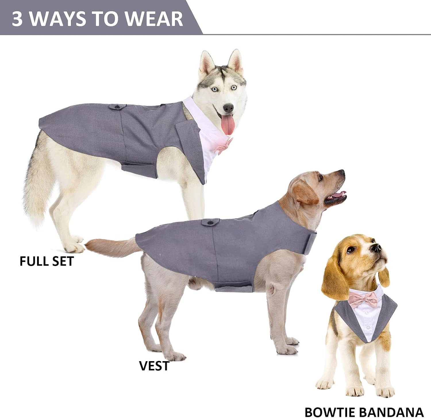 Dog Tuxedo for Large Dogs, Dog Suit and Bandana Set, Dog Costume Outfit