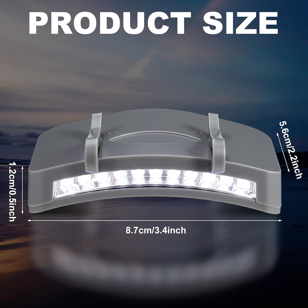 Mudder 4 Pcs Grey Hat Light Clip on Battery Powered 11 LED Cap Flashlight