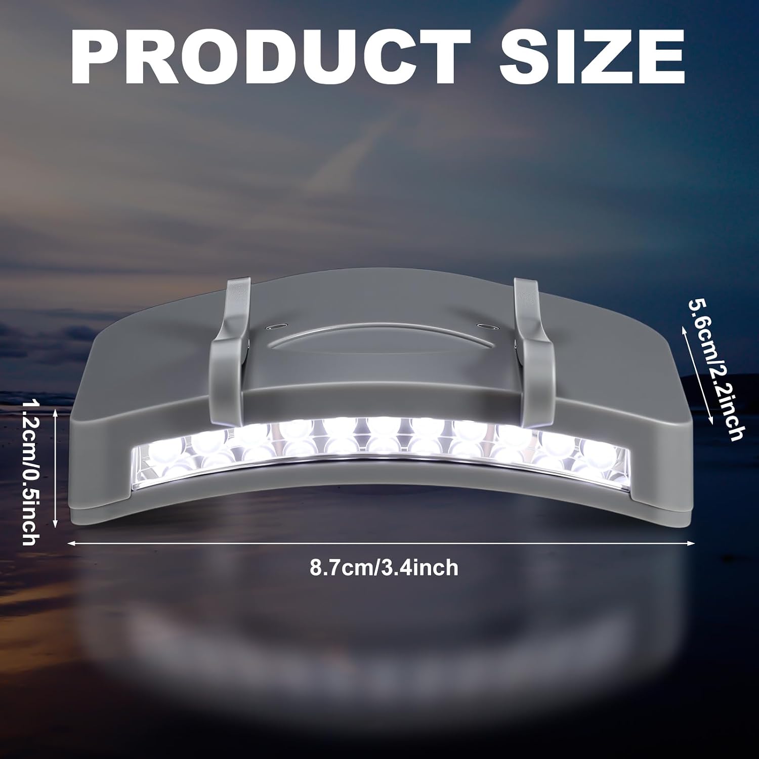Mudder 4 Pcs Grey Hat Light Clip on Battery Powered 11 LED Cap Flashlight