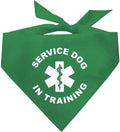 Service Dog in Training Dog Bandana | 100% Cotton Adjustable Triangle |Service Dog | Working Animal | Assistance |Green, One Size (289)