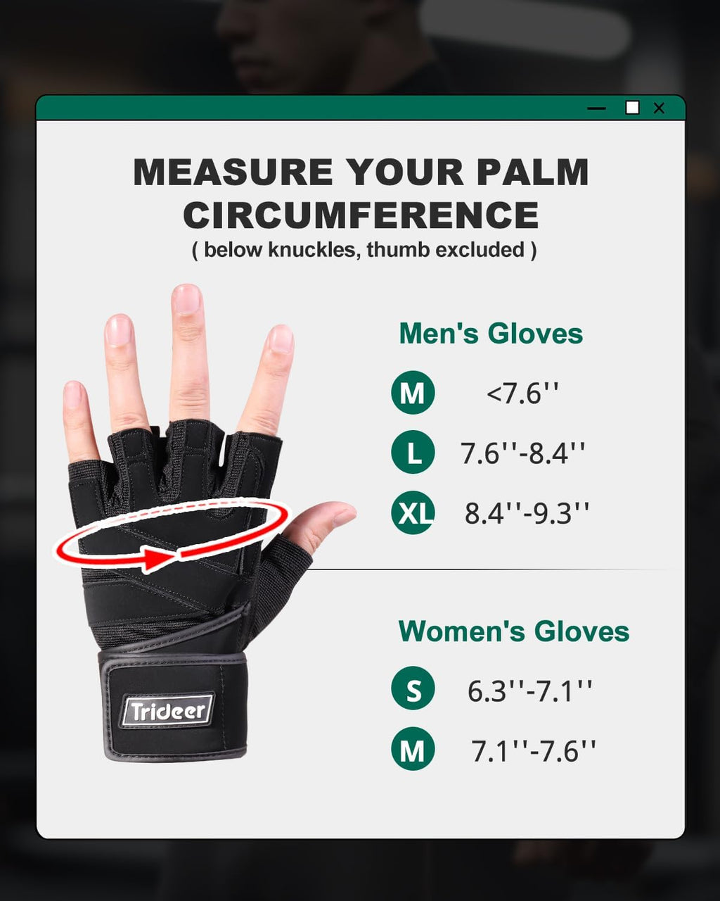 Trideer Weight Lifting Gloves for Men, Workout Gloves with Wrist Support