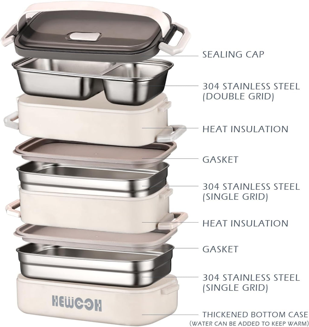 Bento Box Adult Lunch Box (74 Oz Large Capacity), Reusable, Leak-Proof, Including Lunch Bag, Fork And Spoon, 3 Dividers, Suitable For Work, Picnic, Dishwasher And Microwave Safe.(White)