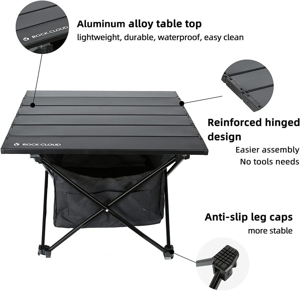 ROCK CLOUD Portable Camping Table Ultralight Aluminum Camp Table with Storage Bag Folding Beach Table for Camping Hiking Backpacking Outdoor Picnic