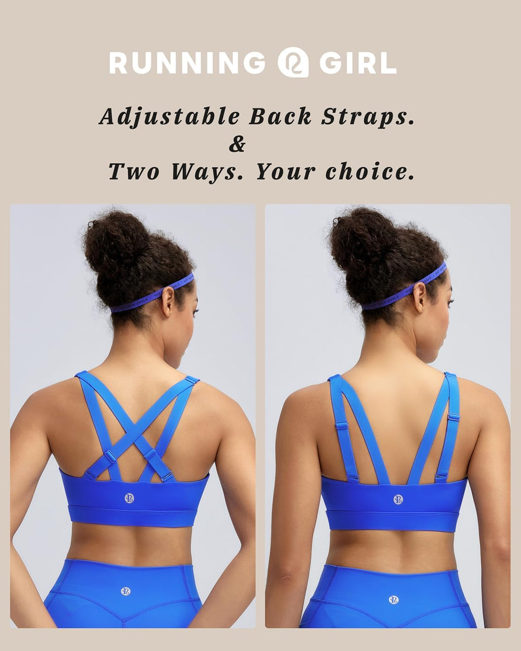 RUNNING GIRL Sports Bra for Women High Support, Molded Cup High Impact Sports Bras with Sewn in Pads Strappy Running Bra
