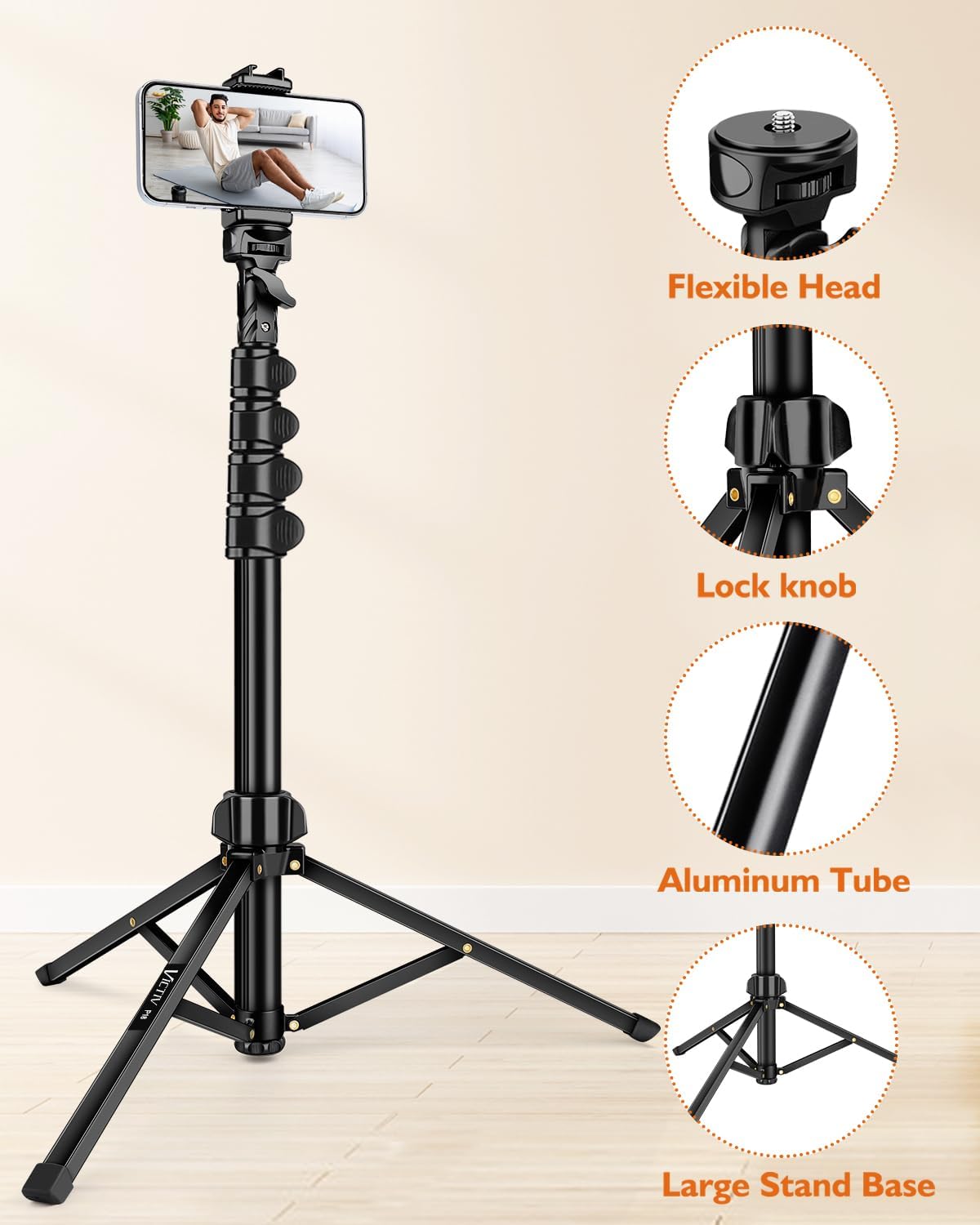 Victiv Phone Tripod, 85" Tall Tripod for iPhone with Remote & Phone Holder
