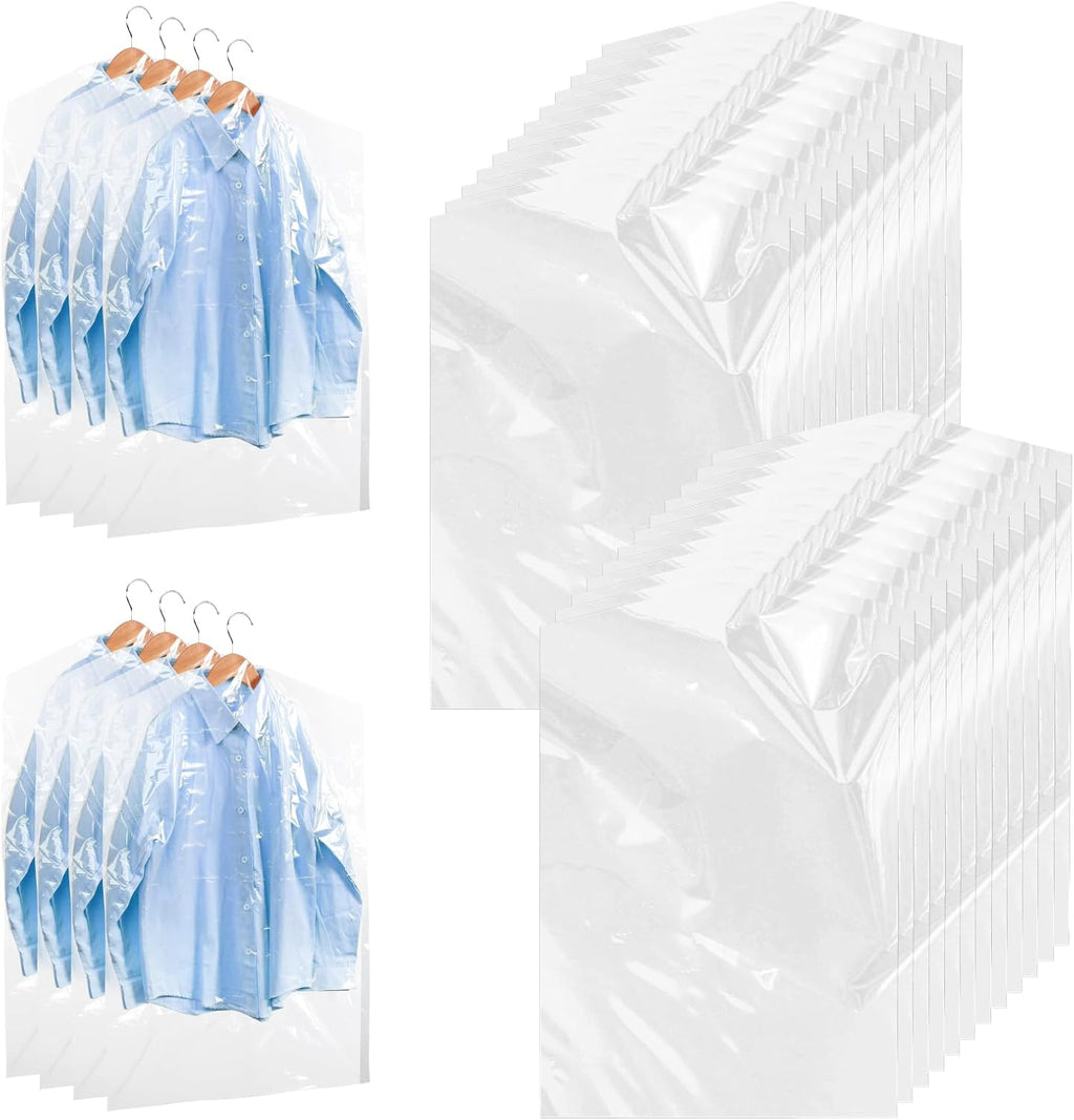 120 Pack Dry Cleaning Bag 60x90cm Plastic Clear Garment Bags for Hanging Clothes, Dry Cleaner Bags Clothing Covers Dust-Proof Clothing Protector Covers for Suits Coats Clothes Hanging and Storage