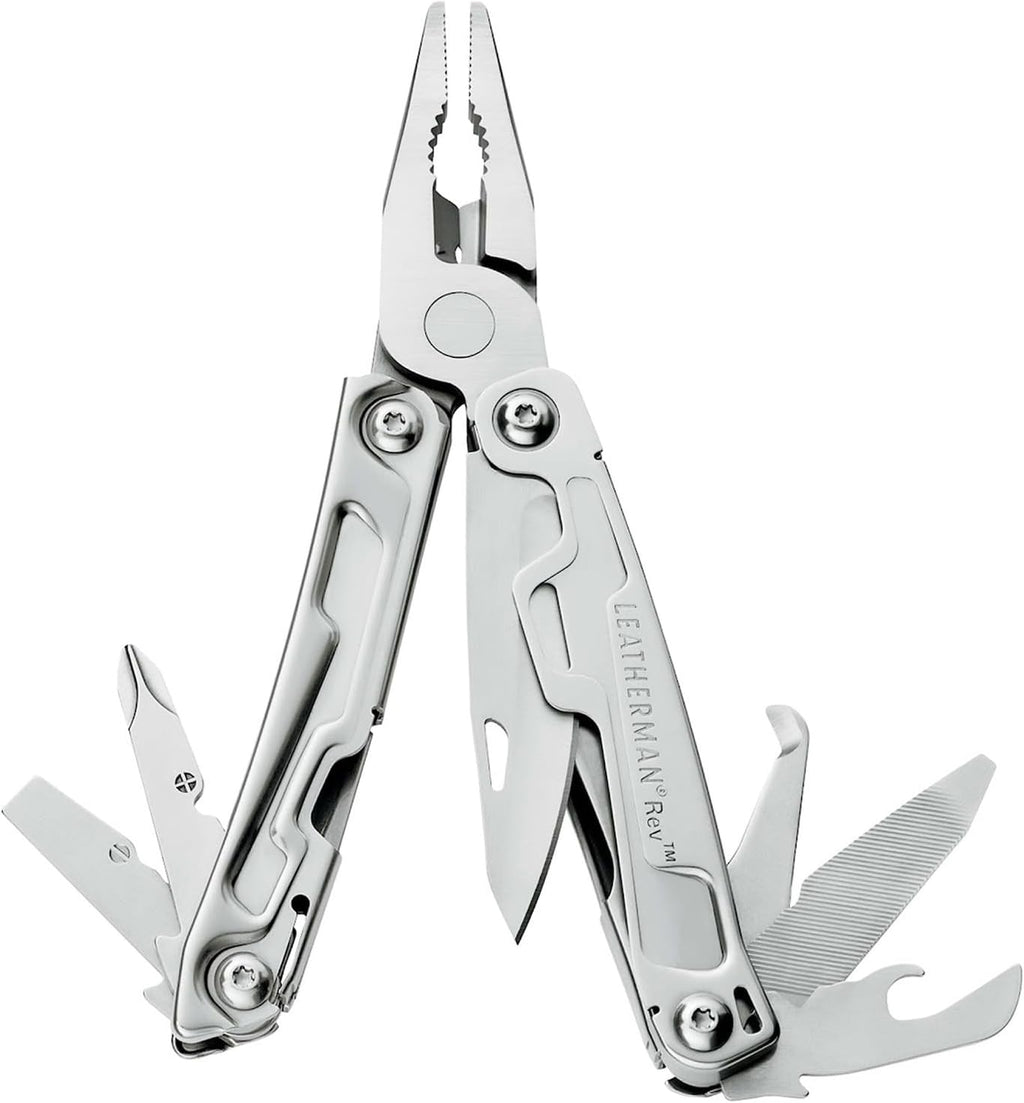 LEATHERMAN, Rev Pocket Size Multitool with Package Opener and Screwdrivers, Stainless Steel