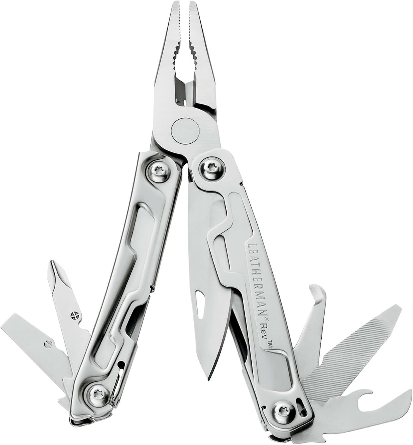 LEATHERMAN, Rev Pocket Size Multitool with Package Opener and Screwdrivers, Stainless Steel