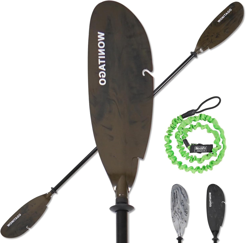 Angler Kayak Paddle Adjustable Fishing Kayak Oar with Paddle Leash