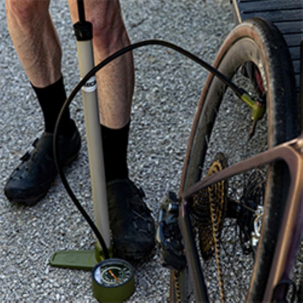 SILCA Terra Bike Floor Pump with Steel Construction, Wood Handle, 120psi