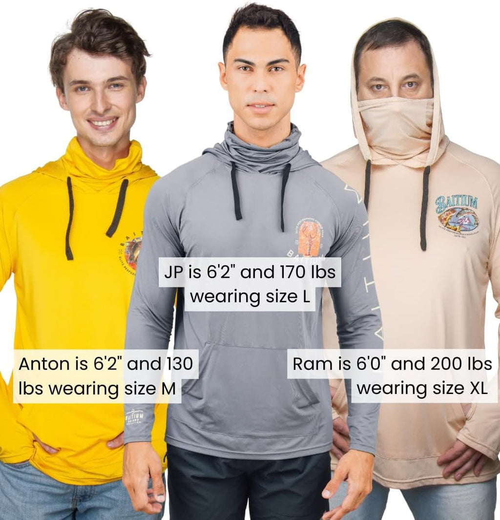 Fishing Shirts for Men,UPF50 Hooded Long Sleeve with Gaiter, Sun Protection Dry Fit Apparel, Face Mask, Fishing Clothes