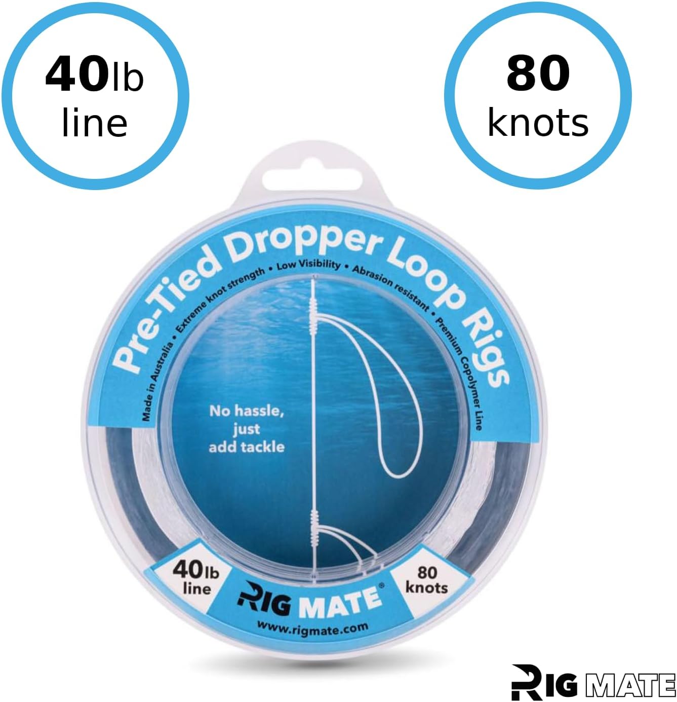 40 lb Pre-Tied Dropper Loop Rigs. Fishing Line Spool. Loops 18 Inches Apart with 5.5 Inch Loop Size. Perfect for Saltwater & Freshwater Fishing. Perfect for Snapper & Other Bottom Feeding Fish.