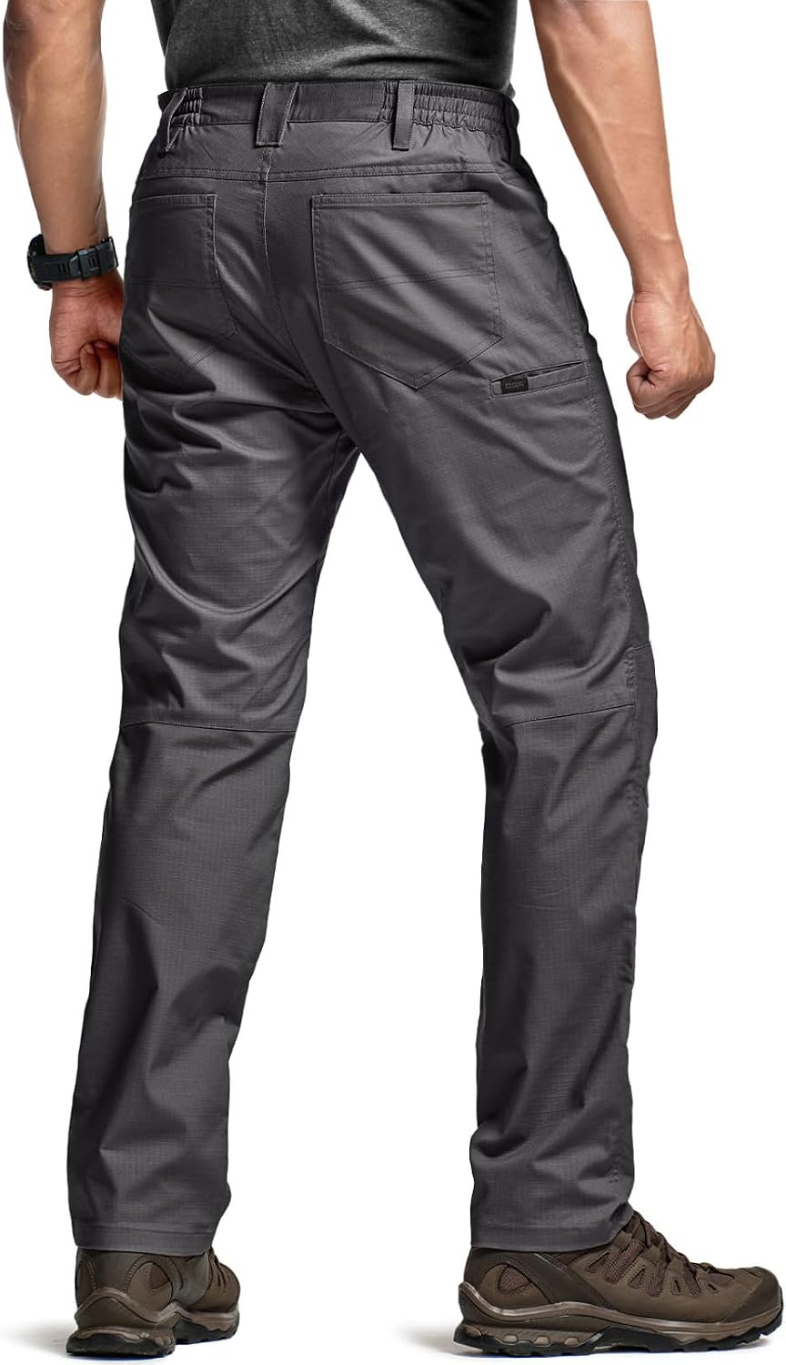 CQR Men's Flex Stretch Tactical Pants, Water Resistant Ripstop Cargo Pants, Lightweight EDC Outdoor Work Hiking Pants