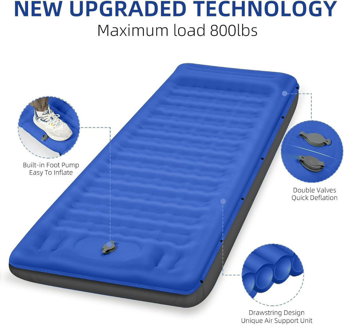 FNARMW Extra Thick Camping Sleeping Pad with Built-in Pillow & Foot Pump