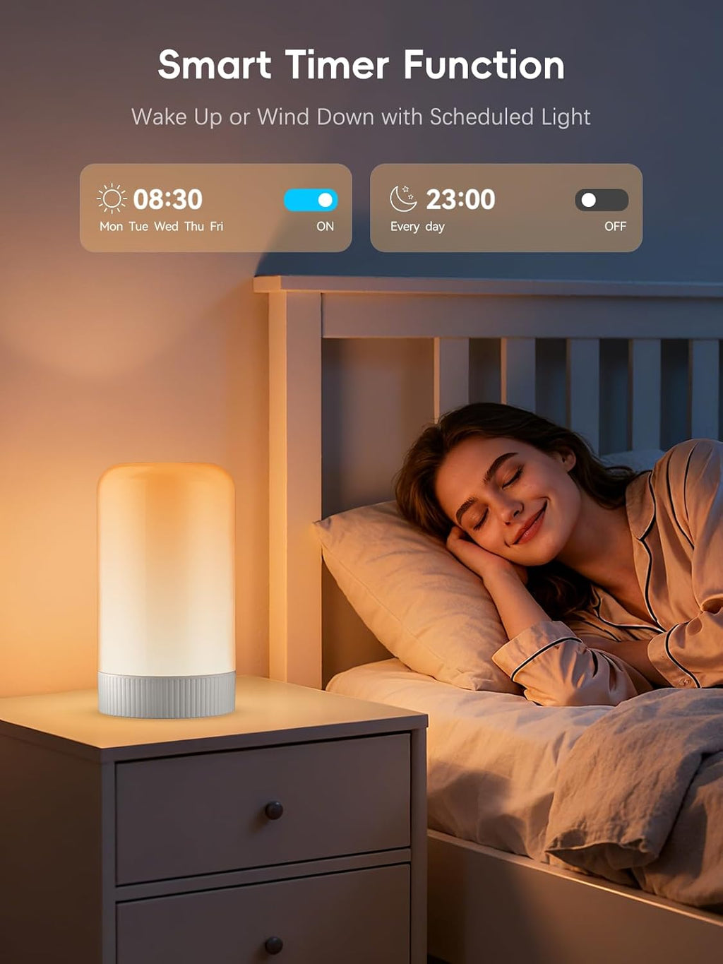 RGBICWW Smart Table Lamp, Touch Bedside Lamp LED Desk Lamp with App Control