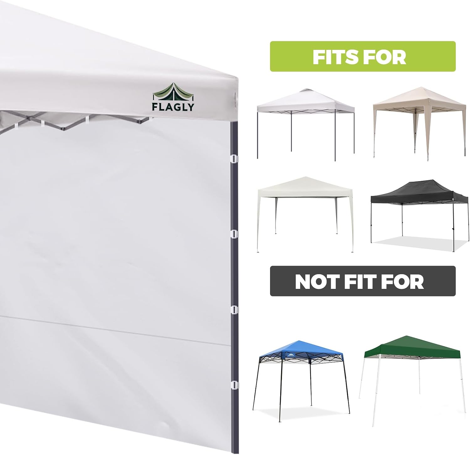 Instant Canopy Sidewalls for Pop Up Canopy Tent, 300D Waterproof Material for Outdoor Events, Vendor Booths, and Privacy (Sidewalls Only) (White, 10x10ft-3pcs)