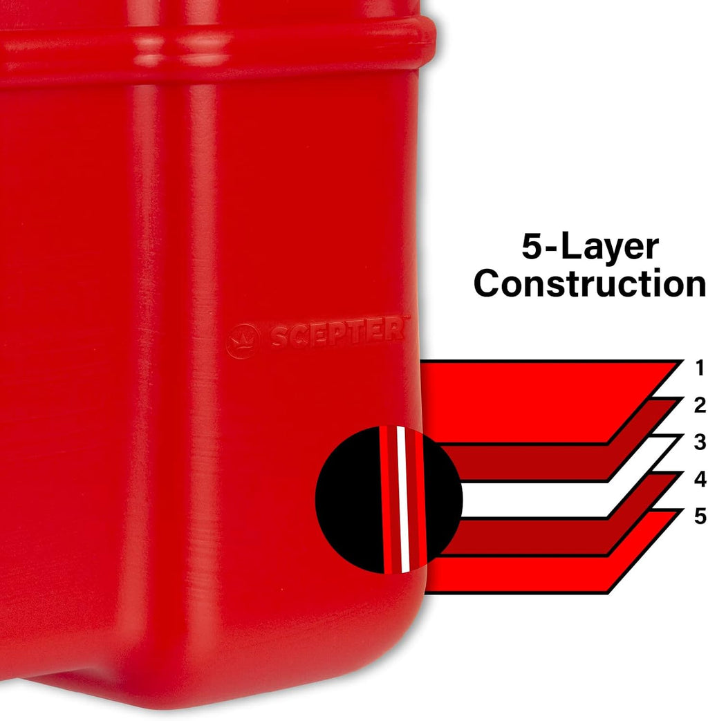 Scepter 2G Gas Can, Spill Proof SmartControl Spout, Spout Extender, 4-Pack