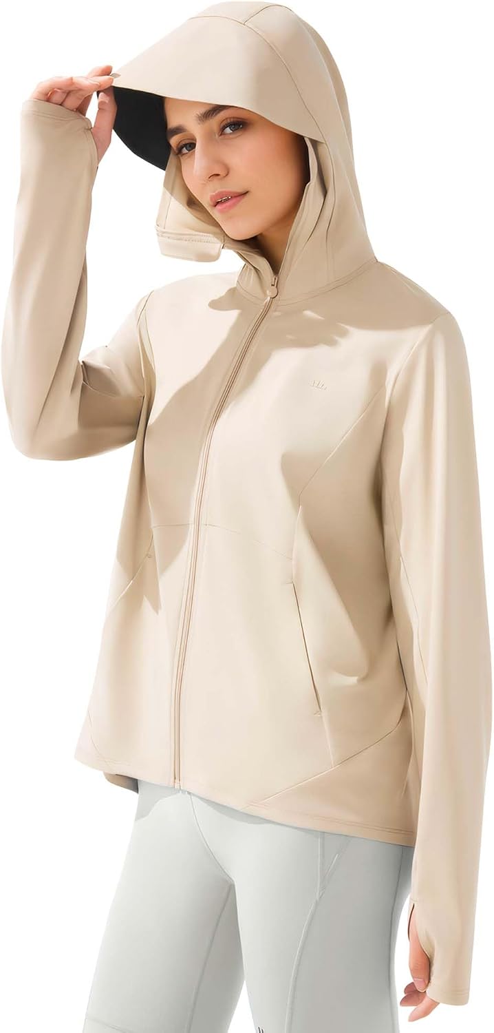 BENEUNDER Cooling Women's UPF 50+ Sun Protection Lightweight Hoodie Jacket Long Sleeve Active Sun Shirts for Outdoor Workout