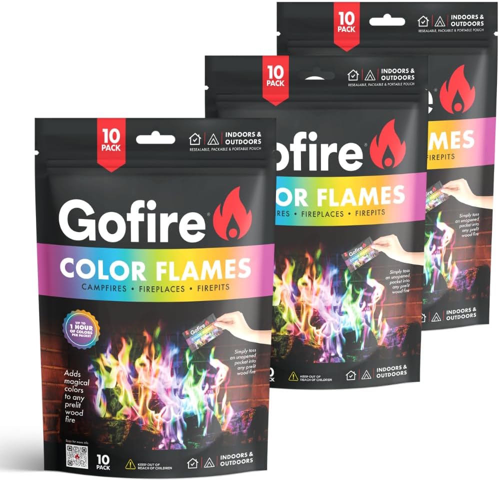 GOFIRE Color Flame - Safe for Indoor & Outdoor, 1 Hour Burn - 30 Pack