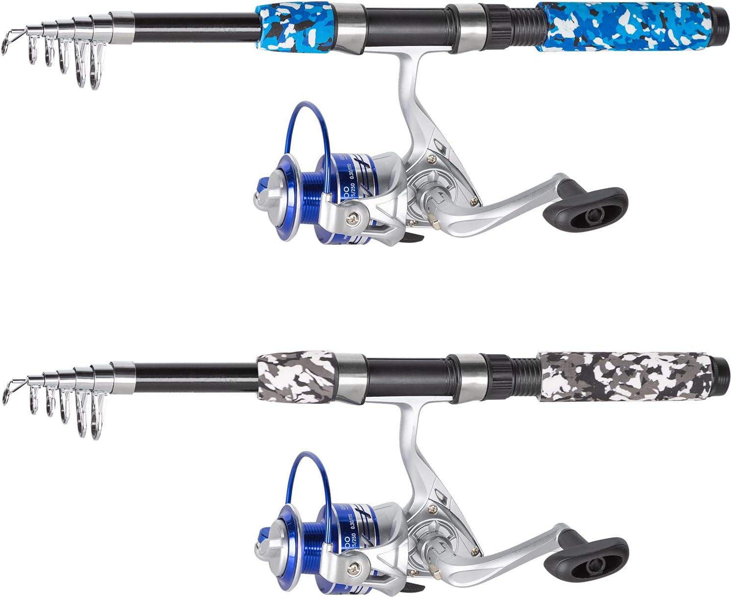 Tripquips Fishing Pole Combo, 6.9ft Telescopic Rods Set, Collapsible Fishing Rods 2PCS Spinning Reel Set with Carrier Bag Freshwater Fishing Rod and Reel Combos Kits