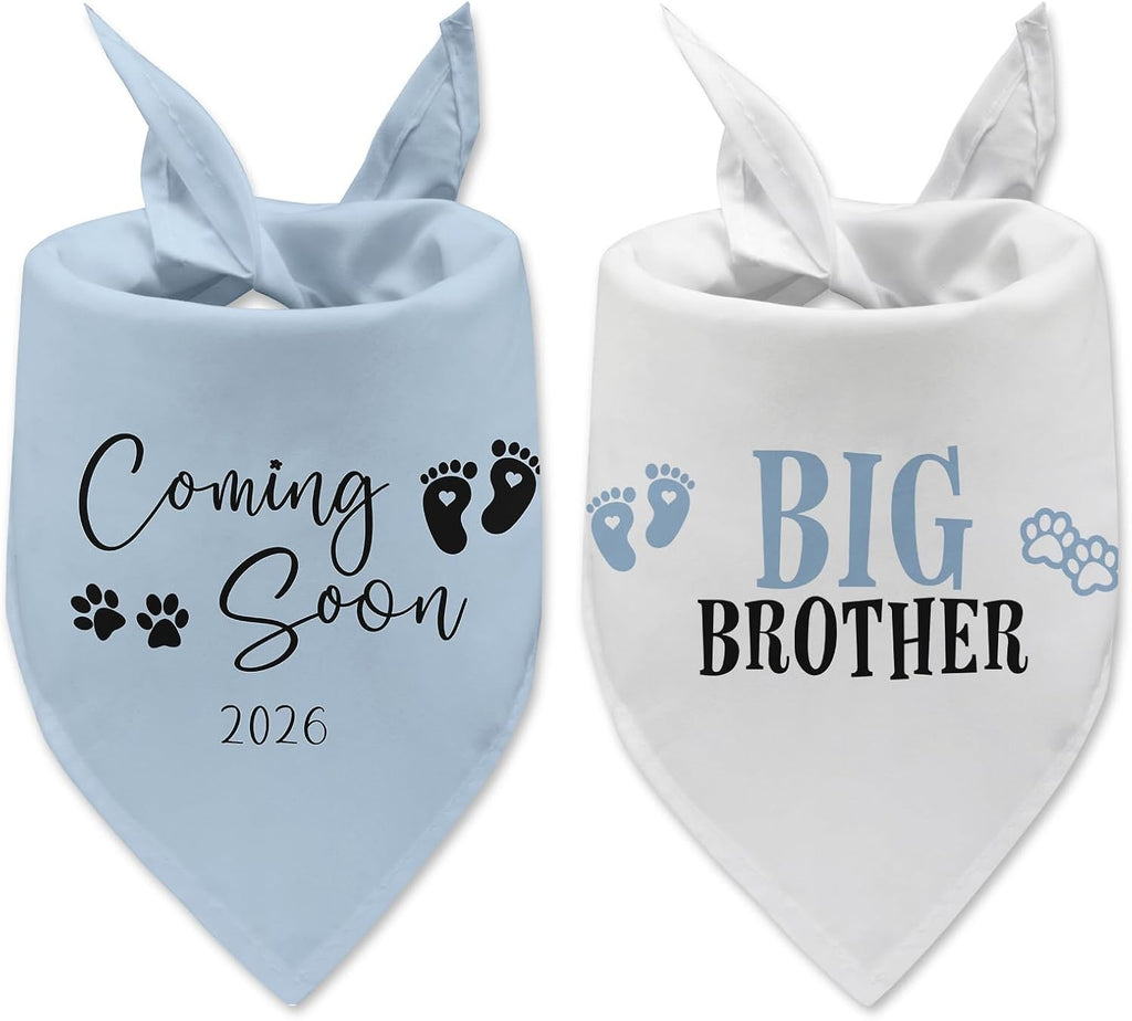 2 Packs Big Sister and Then There were Four Dog Bandana New Baby Gift Adjustable Pet Scarf for Large Medium Small Dogs Pregnancy Announcement Pink Big Sister Gender Reveal Outfit