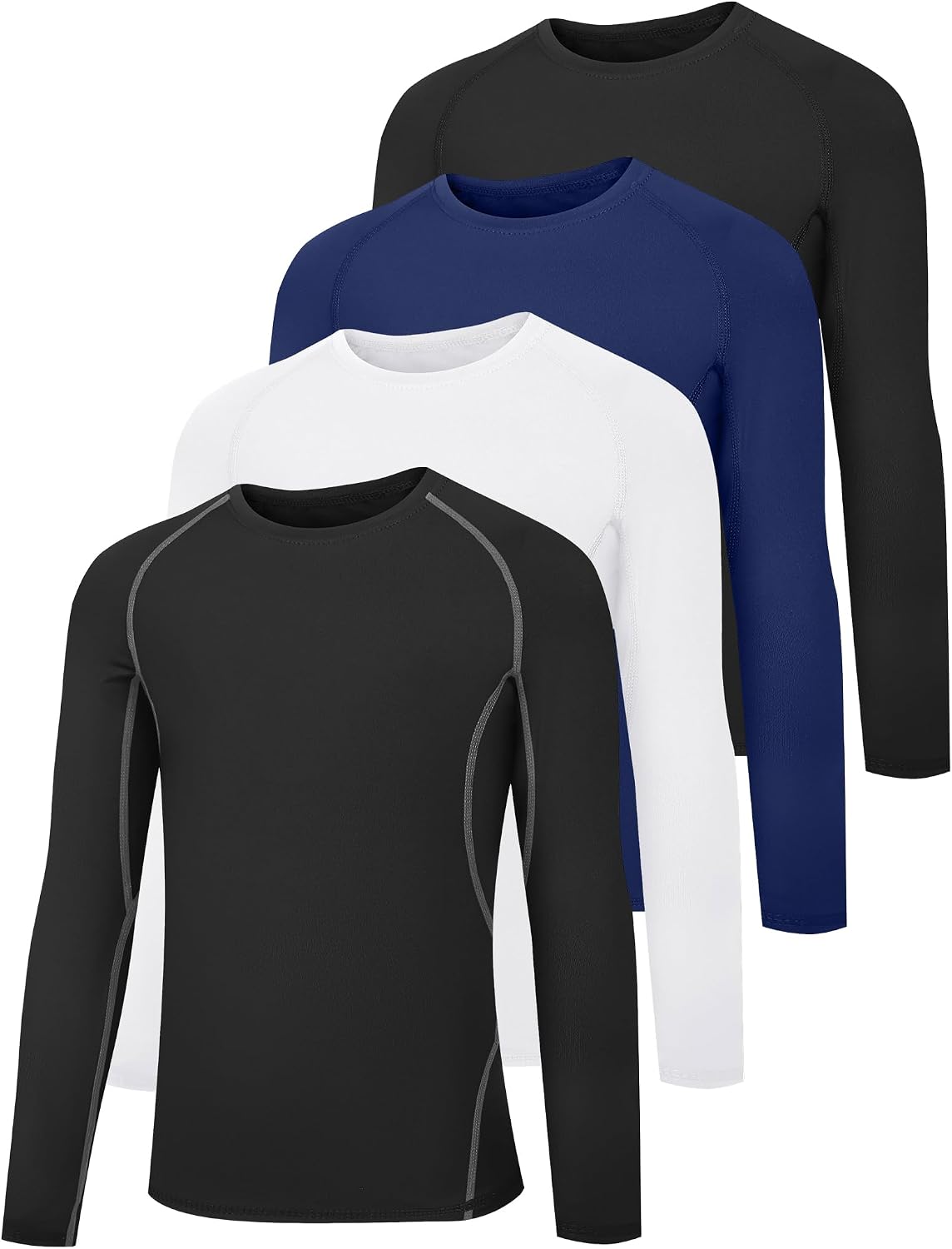HOPLYNN 4 Pack Youth Boy's Compression Leggings Athletic Tight Pants