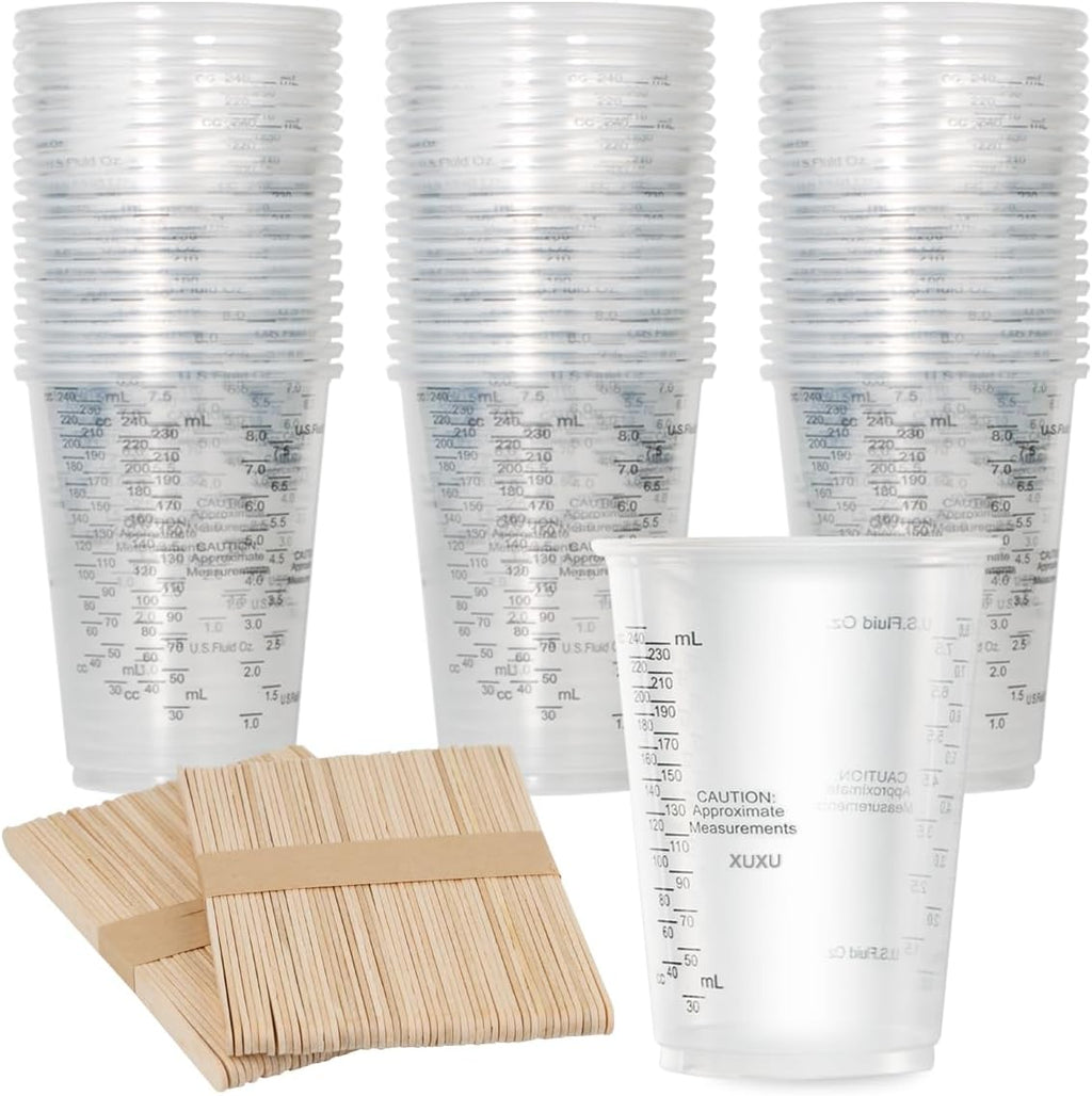 XUXU 50pcs 8oz Graduated Clear Plastic
