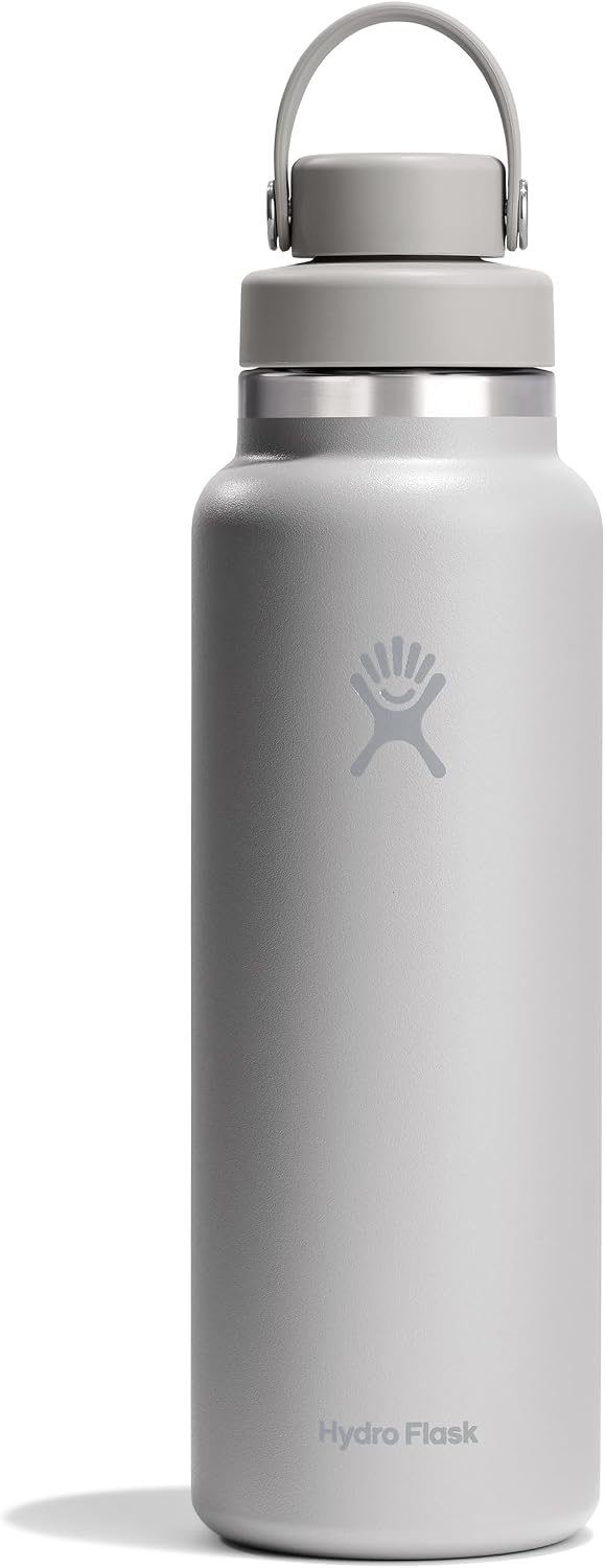 Hydro Flask Water Bottle - Insulated Stainless Steel - Wide Mouth Chug Lid, Non Spill, Leakproof in 40 Oz Tonal Birch Gray