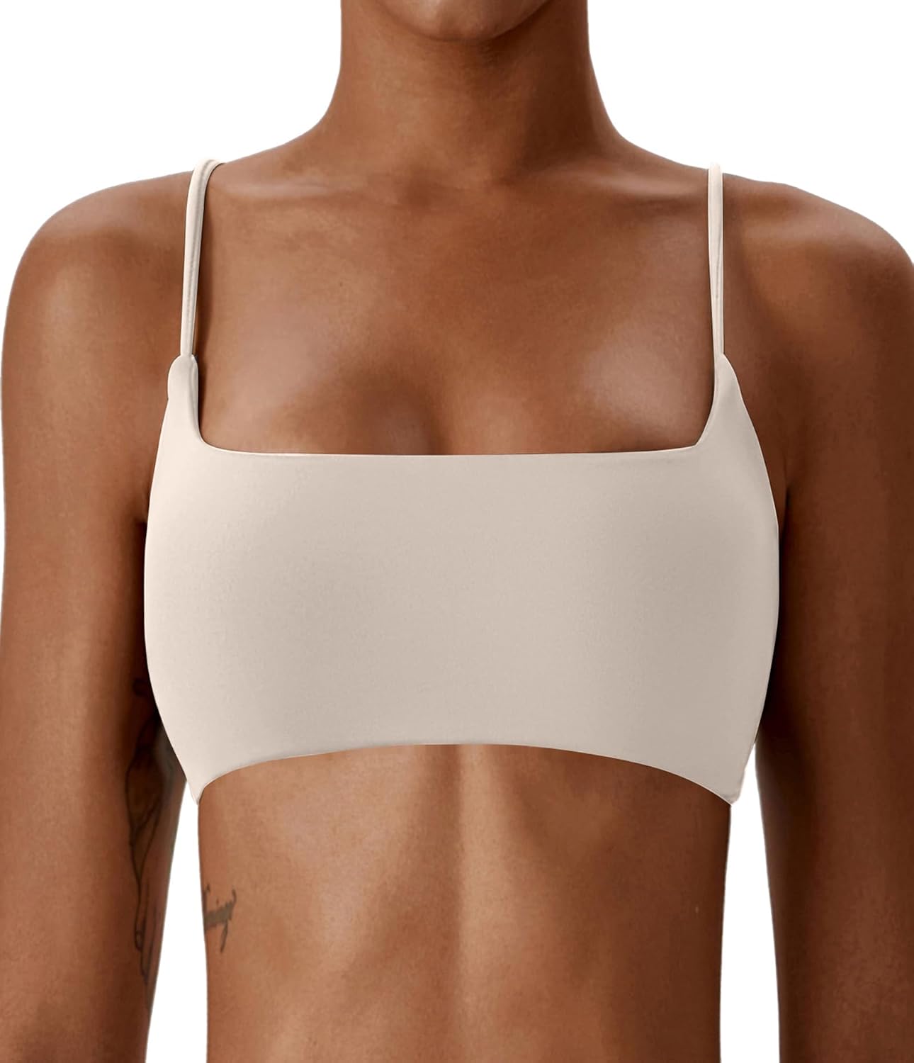 Comper Women's Sports Bras Wirefree Racerback Workout Bras Sexy Thin Straps Yoga Sport Bras with Removable Pads