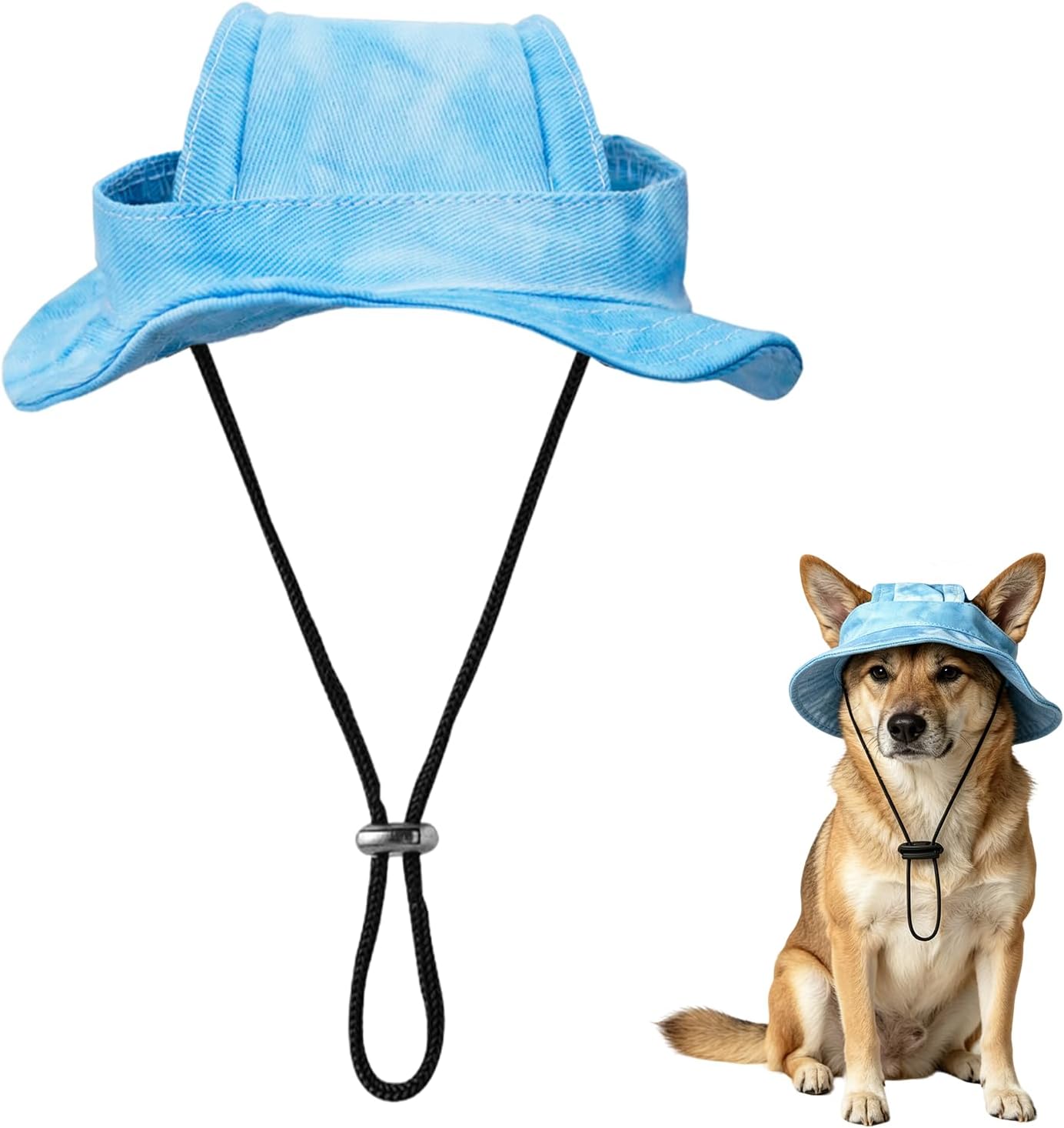 Dog Sun Hat, Hat for Dogs with Ear Holes, Pet Apparel Accessories, Breathable Drawstring for Summer Sun Protection, Outdoor Walking and Beach Activities, Small and Medium Dogs(Pink Large)