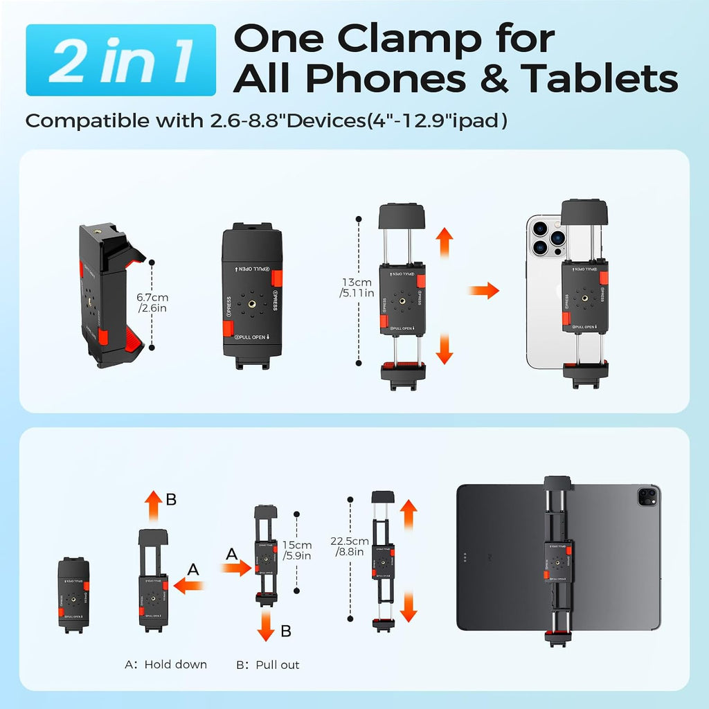 MACTREM 67" iPad Tripod Stand for Tablet Phone Camera with Remote Mount