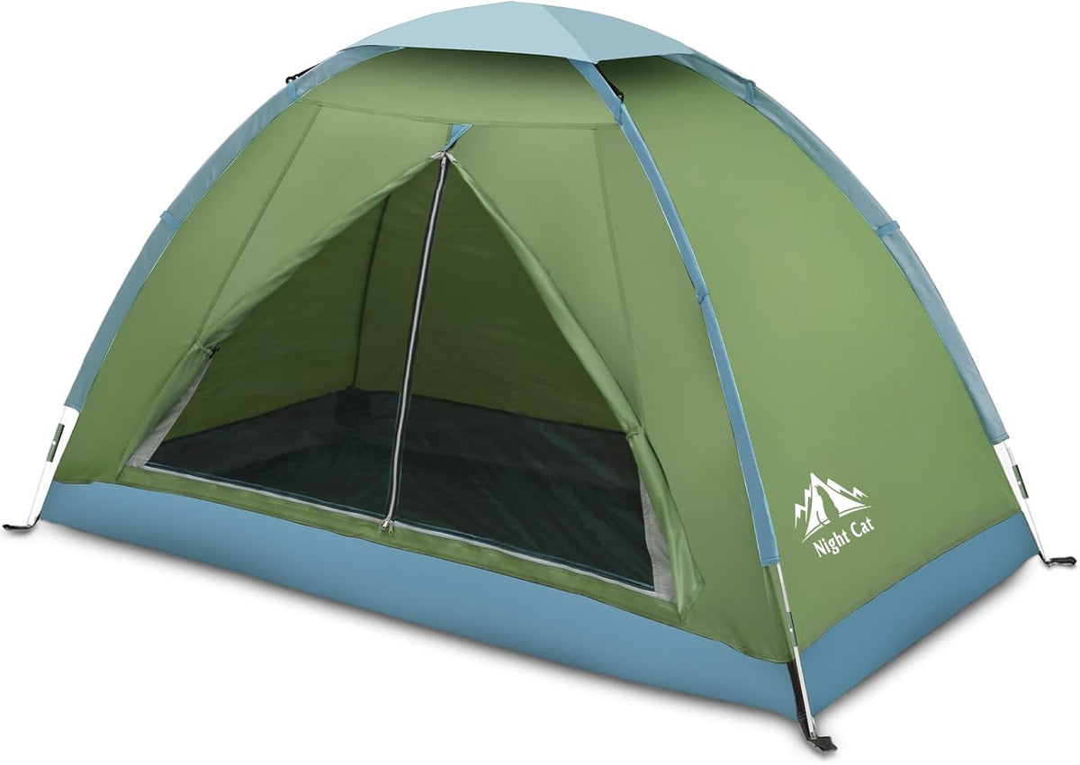 Night Cat Backpacking Tent for One 1 to 2 Persons Lightweight Waterproof Camping Hiking Tent for Adults Kids Scouts Easy Setup Single Layer 2.2x1.2m