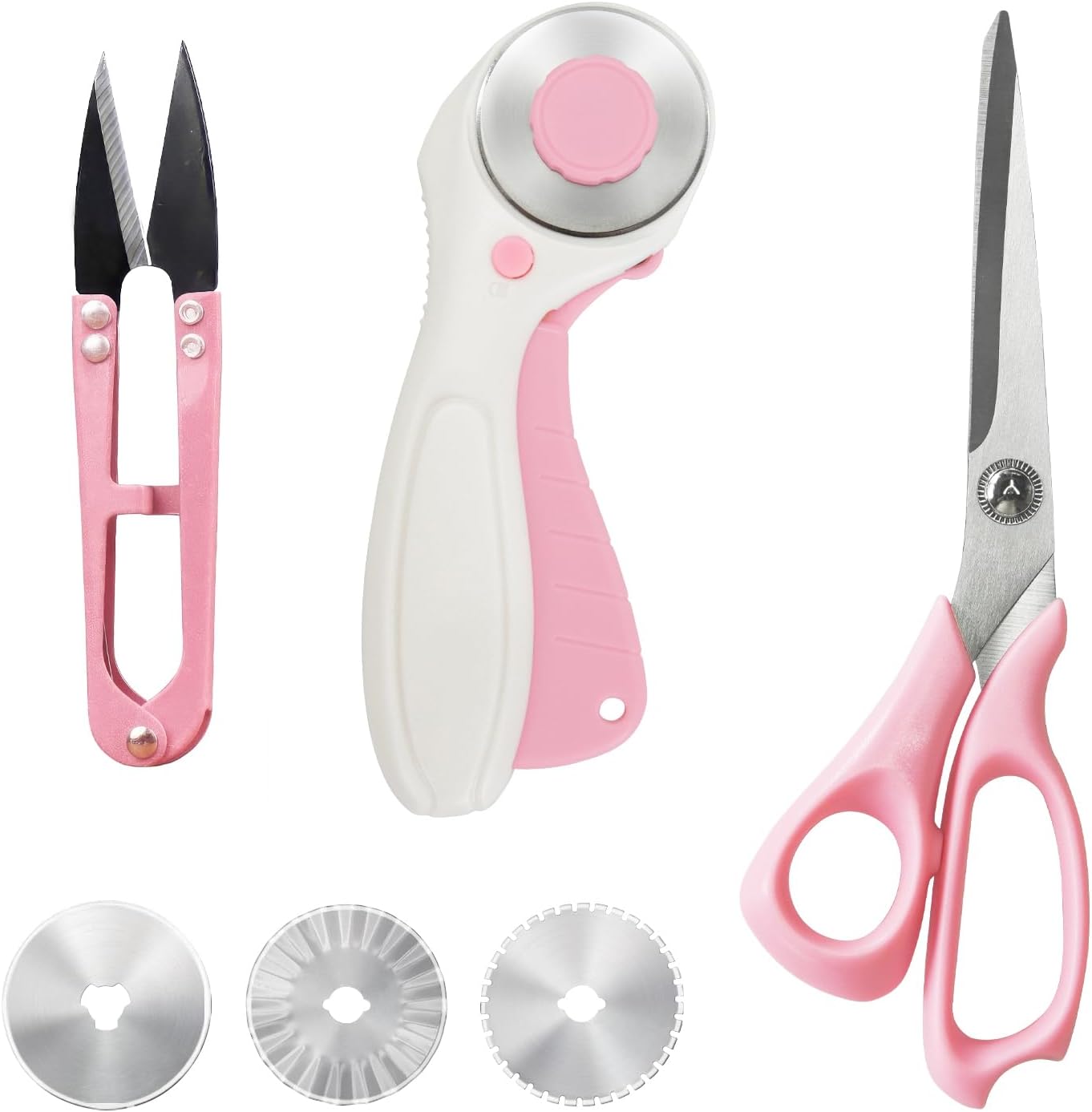 MANUFORE Left-Handed Fabric Sewing Scissors and Rotary Cutter with Blades