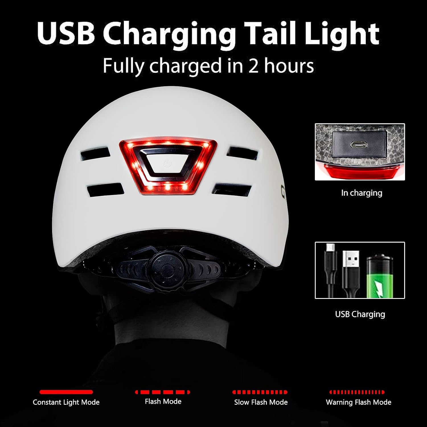 Adult Bike Helmet with LED Lights, Lightweight Adjustable Bicycle Helmet for Men Women, Safety Certified Cycling Helmet for Urban Commuting, Road Cycling, Skateboard and Scooter Riding