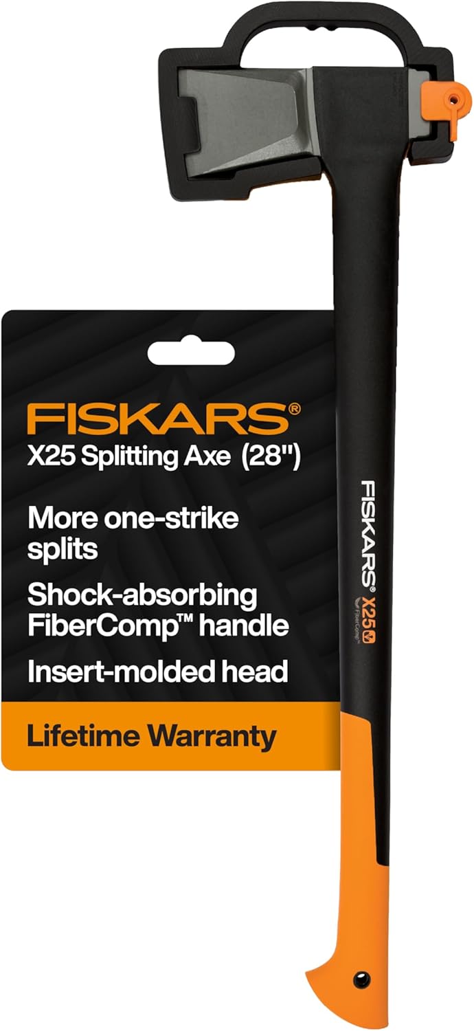 Fiskars X25 Splitting Axe 28", Wood Splitting Axe for Medium to Large Logs