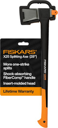 Fiskars X25 Splitting Axe 28", Wood Splitting Axe for Medium to Large Logs